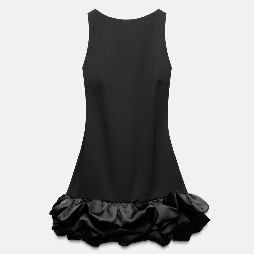 Zara Combination Puff Jumpsuit Dress Black